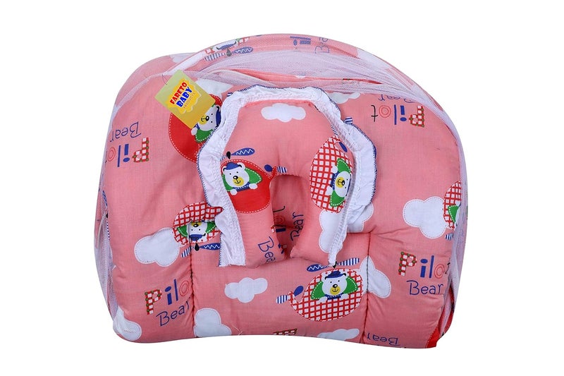Fareto New Born Baby Combo of 1 Mosquito Net Bed and 4 Plastic Changing Diapers Mat/Massage Mat/Protection Mat(0-6 Months)(Peach) - Image 4