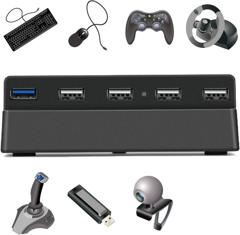 في اس اي اي ار 5 منفذ USB HUB لجهاز PS4 Slim فقط، USB 3.0/2.0 شاحن عالي السرعة ومقسم تحكم وموسع لجهاز PS4 Slim - Image 4