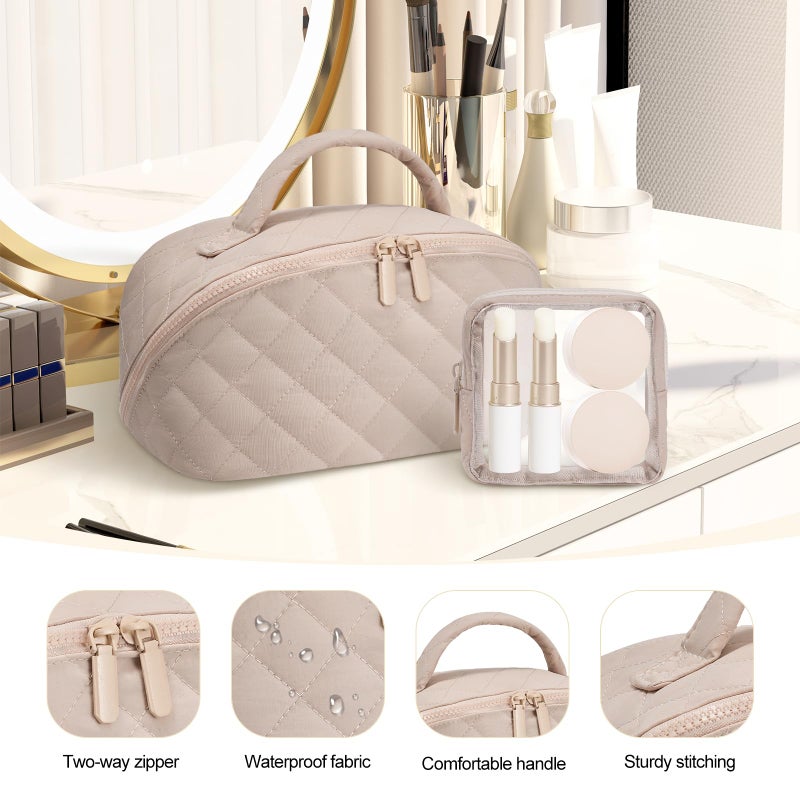honitty Makeup Bag, Quilted Makeup Bag, Puffy Travel Make up Bags, Cosmetic Organizer Bag, Waterproof Toiletry Bag for Women - Image 4