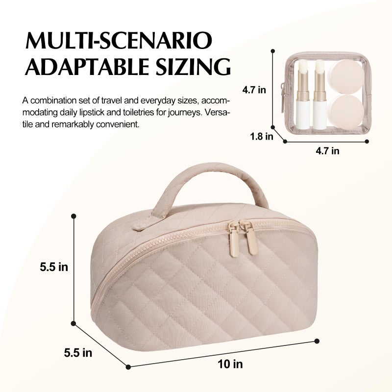 honitty Makeup Bag, Quilted Makeup Bag, Puffy Travel Make up Bags, Cosmetic Organizer Bag, Waterproof Toiletry Bag for Women - Image 2