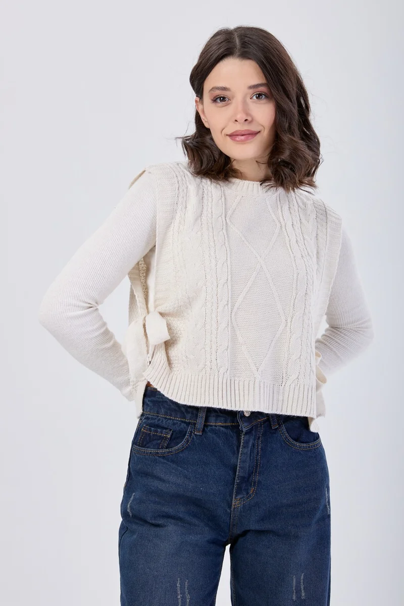 Tofisa 23667-COFFEE-STONE-WASH High Waist Palazzo Jeans