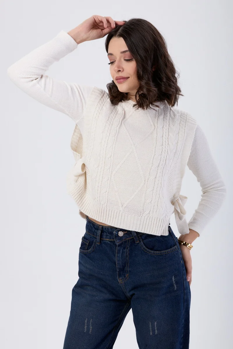 Tofisa 23667-COFFEE-STONE-WASH High Waist Palazzo Jeans