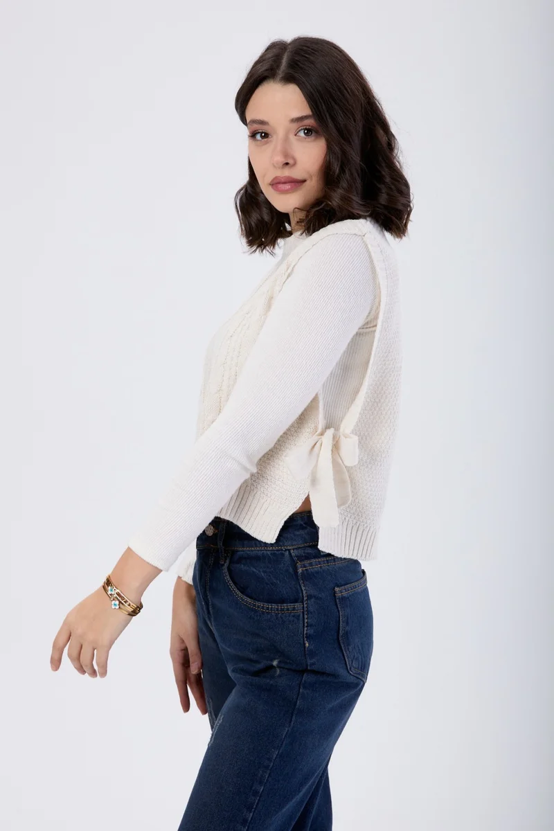 Tofisa 23667-COFFEE-STONE-WASH High Waist Palazzo Jeans
