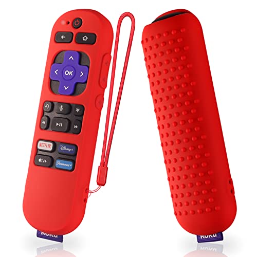 AKSHFETH Silicone Case for Roku Express 4K+ Voice Remote RCA1R, Roku Voice Remote Cover Roku Streaming Stick 4K Silicone Sleeve with Lanyard(Red - Image 1
