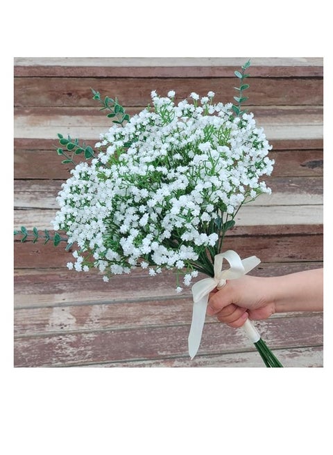 Artificial Fall Bouquet Artificial Flowers For Decoration, Real Touch Silk Flower For Wedding Birthday Party Home Garden (White)