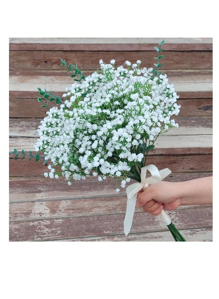 Artificial Fall Bouquet Artificial Flowers For Decoration, Real Touch Silk Flower For Wedding Birthday Party Home Garden (White)