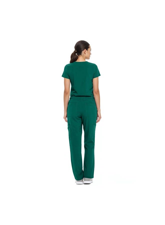 Natural Uniforms طقم بلوزة نسائية بفتحة على شكل V وسروال كارجو (أخضر صيد حقيقي، كبير-صغير) - Image 5