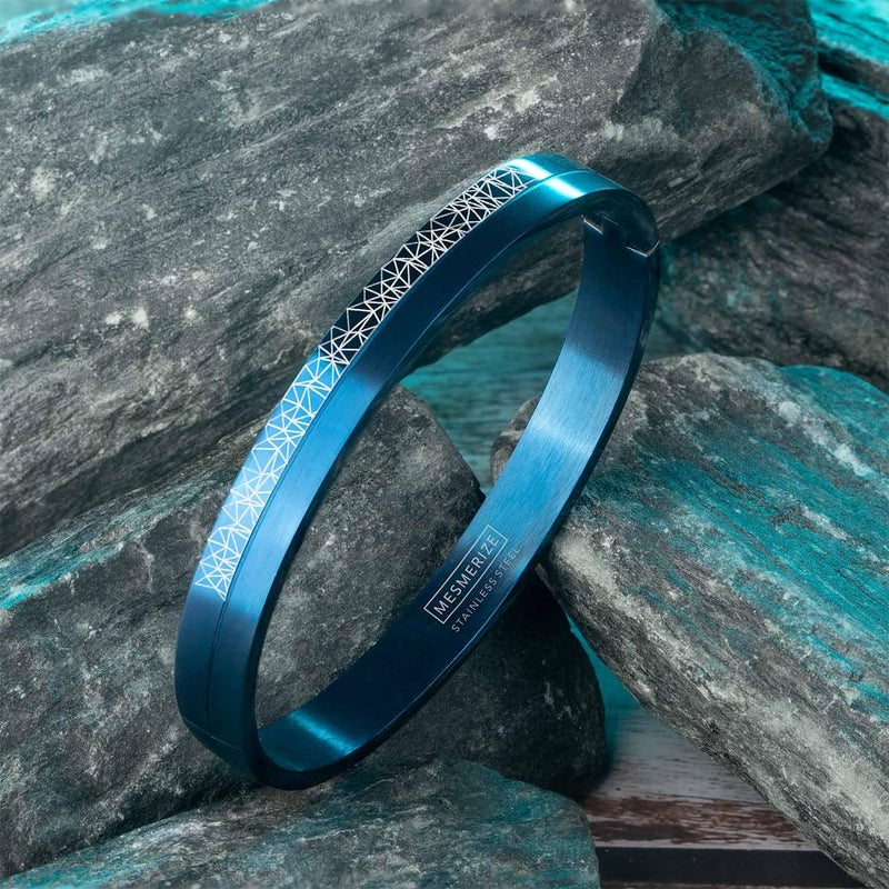 Mesmerize Stainless Steel Sirius Openable Oval Designer Kada Bracelets | Bracelet for Men and Boys |Designs| Waterproof, Anti-tarnish, Rust-free, Skin friendly | 8 mm Bracelets for Men | 6-Month Warranty - Image 2
