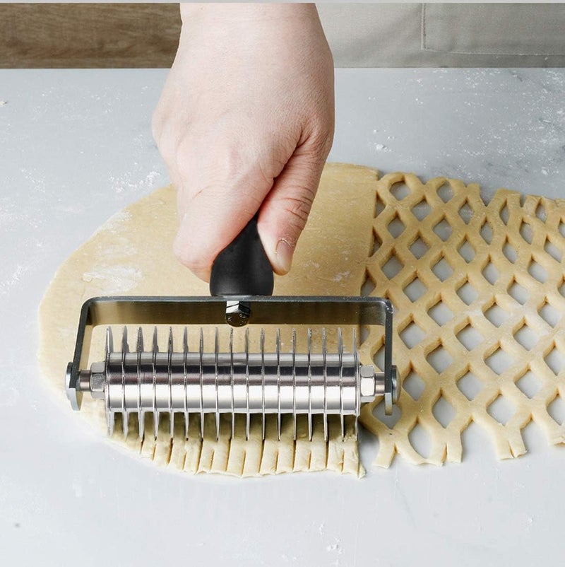 VINMEN AMPSEVEN Pastry Lattice Roller Cutter  Professional Stainless Steel Dough Lattice for Pie Pizza Bread beef wellington Pastry Crust Roller Cutter - Image 4
