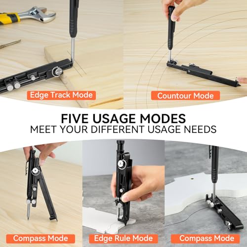 VCAN ACTIVE Multi-function Scribing Tool- Aluminum Alloy Scribe Tool with Deep Hole Pencil, Construction Pencil, DIY Woodworking Scribe Gauge Scriber Line Maker Measuring Tool,Christmas Gifts For Men - Image 2
