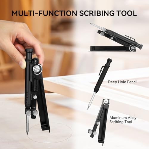 VCAN ACTIVE Multi-function Scribing Tool- Aluminum Alloy Scribe Tool with Deep Hole Pencil, Construction Pencil, DIY Woodworking Scribe Gauge Scriber Line Maker Measuring Tool,Christmas Gifts For Men - Image 4