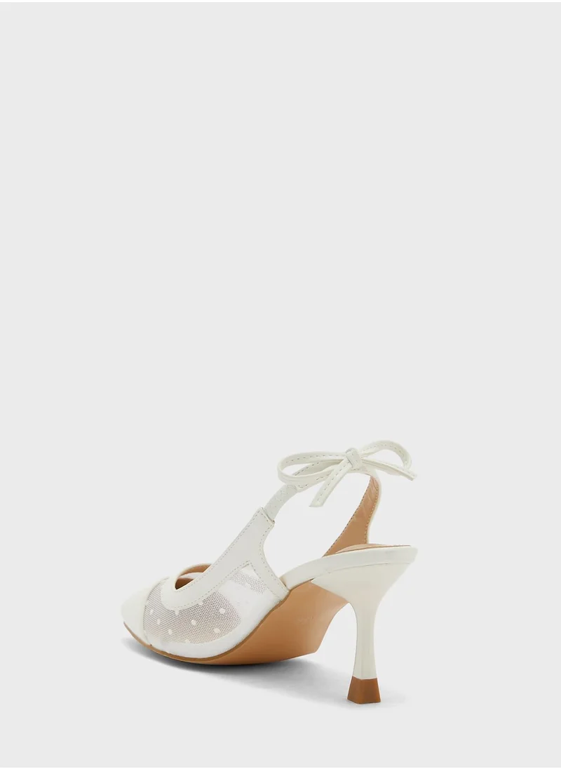 ELLA Polka Dot Bow Strap Pointed Pump
