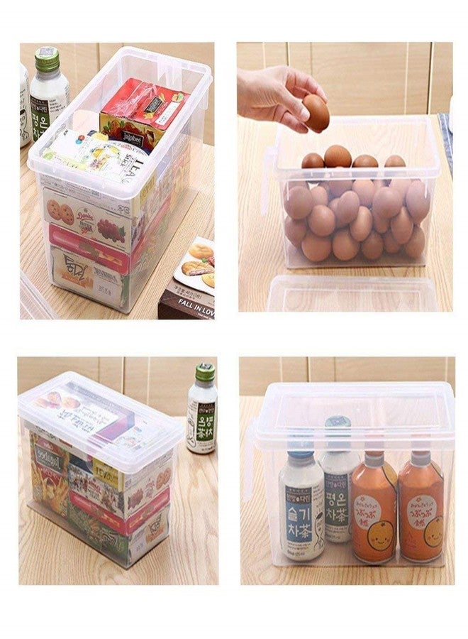 NILHARI Fridge Storage Boxes Food Grade Containers Plastic Storage Box with Lid and Handle Food Storage Organizer Boxes for Vegetable 5L Air Tight Pack of 2 Transparent - Image 2