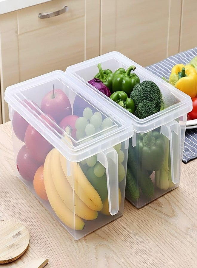 NILHARI Fridge Storage Boxes Food Grade Containers Plastic Storage Box with Lid and Handle Food Storage Organizer Boxes for Vegetable 5L Air Tight Pack of 2 Transparent - Image 1