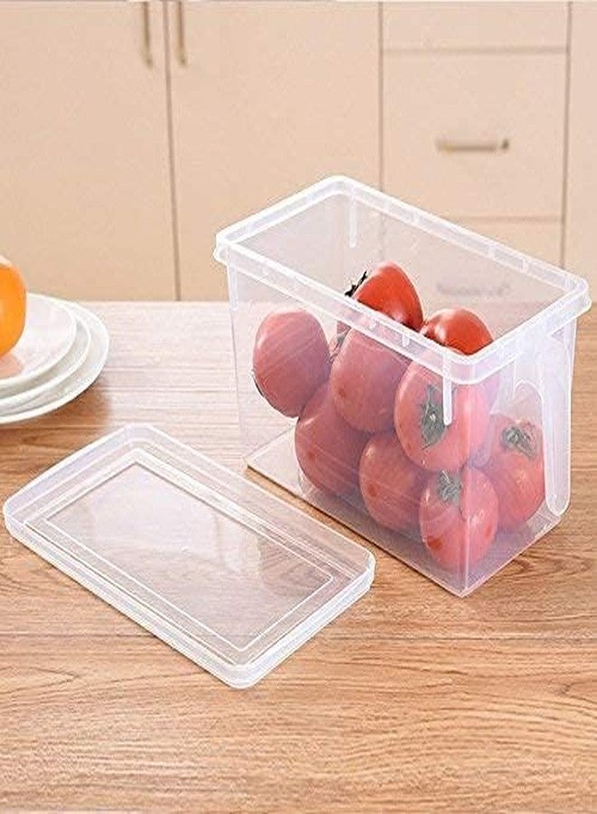 NILHARI Fridge Storage Boxes Food Grade Containers Plastic Storage Box with Lid and Handle Food Storage Organizer Boxes for Vegetable 5L Air Tight Pack of 2 Transparent - Image 3