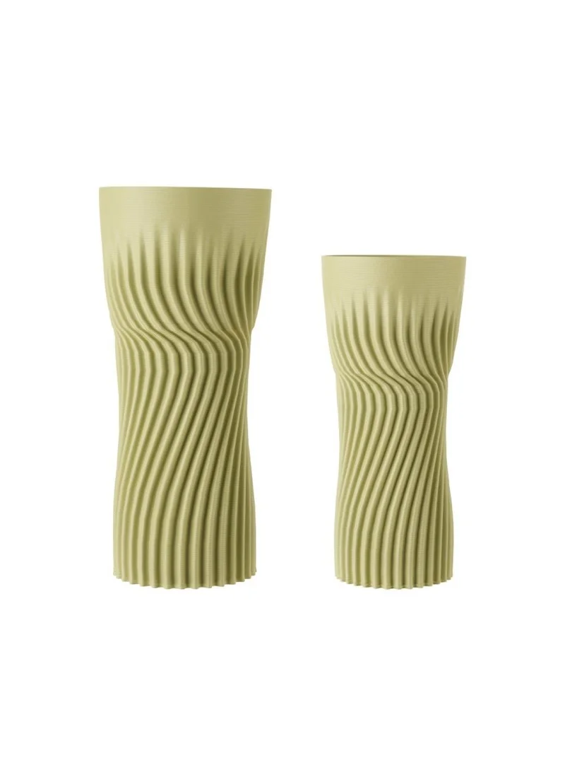 DANUBE HOME Zenith 3D Printed Ceramic Vase Green 16 x 16 x 38 Cm