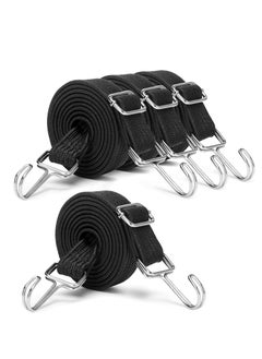 Oasisgalore Black Adjustable Bungee Cords with Hooks Set for Moving Heavy Duty Cargo (4 Pack)  - Image 1