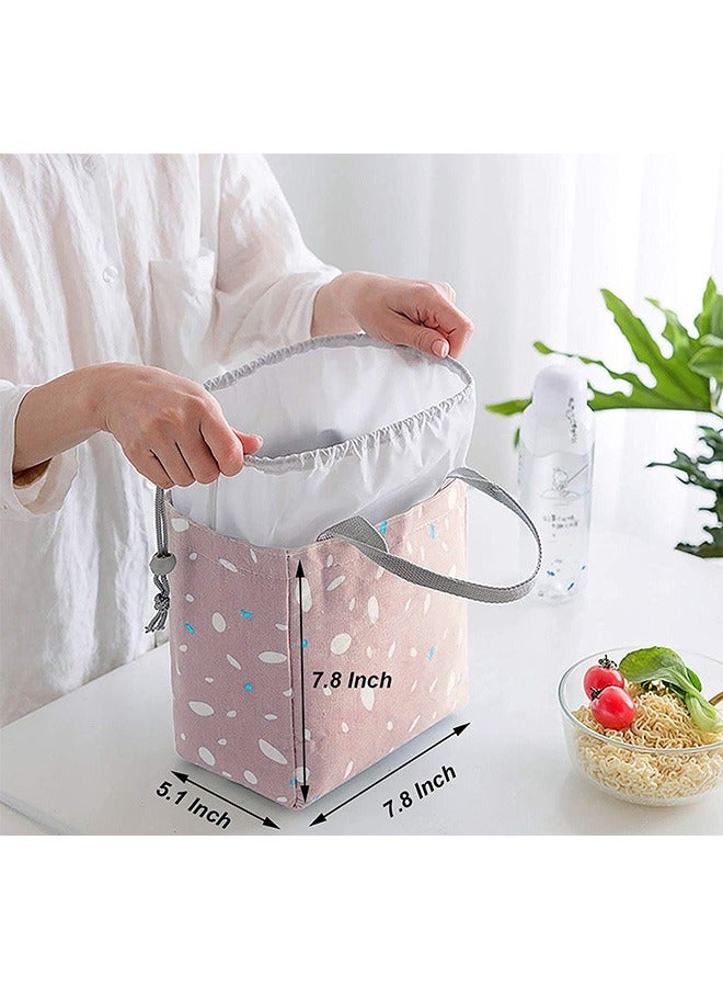 5L Oxford Cloth Insulated Lunch Drawstring Opening Tote Bag, Reusable Waterproof Aluminum Foil Lining BPA Free Leakproof Meal Sack, Large Capacity Food Storage Bag (Pink) - Image 2