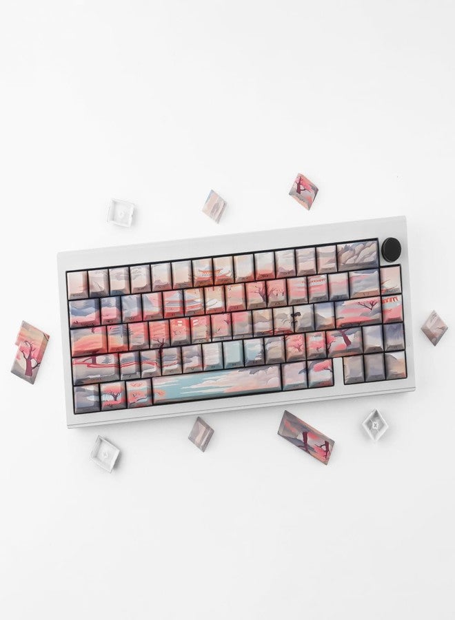 Tsungup Custom Keycaps 60 75 Percent,Pastel Side Print 135 Keys PBT Cherry Profile Shine Through Keycap Set, Dye-sub Key Caps Keyboard Keycaps for Mechanical Keyboards - Image 2
