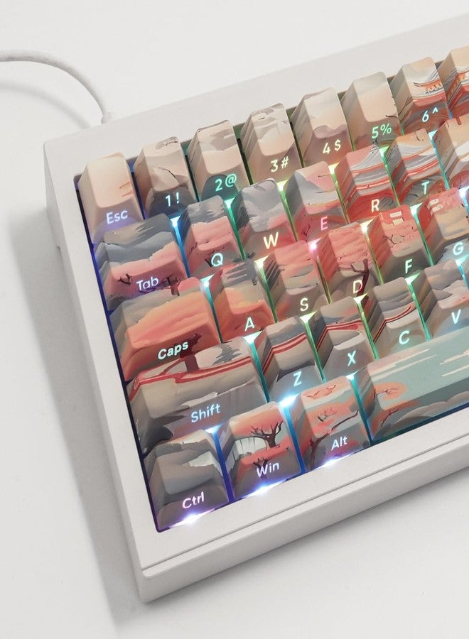 Tsungup Custom Keycaps 60 75 Percent,Pastel Side Print 135 Keys PBT Cherry Profile Shine Through Keycap Set, Dye-sub Key Caps Keyboard Keycaps for Mechanical Keyboards - Image 3