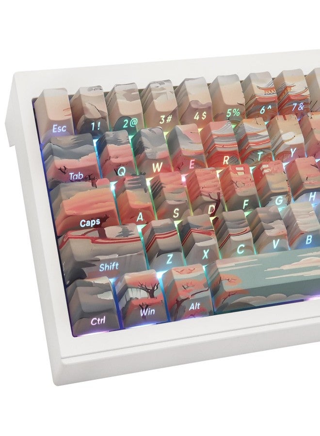 Tsungup Custom Keycaps 60 75 Percent,Pastel Side Print 135 Keys PBT Cherry Profile Shine Through Keycap Set, Dye-sub Key Caps Keyboard Keycaps for Mechanical Keyboards - Image 1