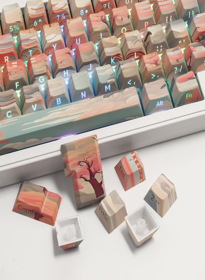 Tsungup Custom Keycaps 60 75 Percent,Pastel Side Print 135 Keys PBT Cherry Profile Shine Through Keycap Set, Dye-sub Key Caps Keyboard Keycaps for Mechanical Keyboards - Image 5