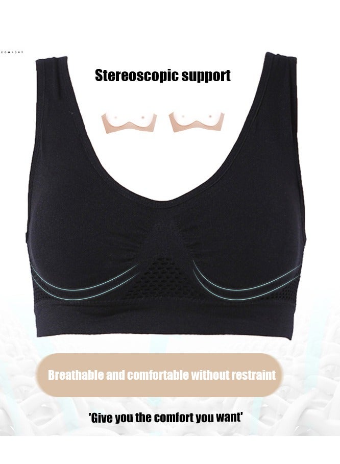 NIBEMINENT Plus Size Sports Bras For Women Seamless Bra With Pads, Women's Plus Breathable High Stretch Solid Bra - Image 5