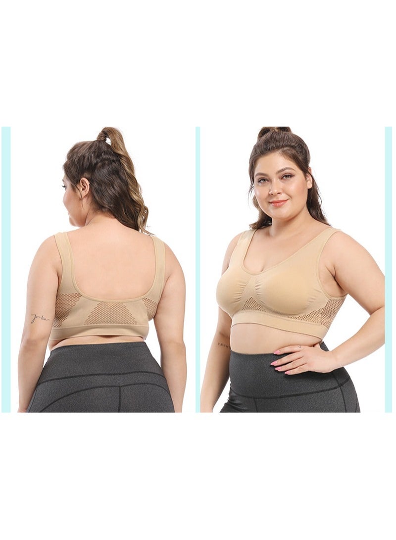 NIBEMINENT Plus Size Sports Bras For Women Seamless Bra With Pads, Women's Plus Breathable High Stretch Solid Bra - Image 2