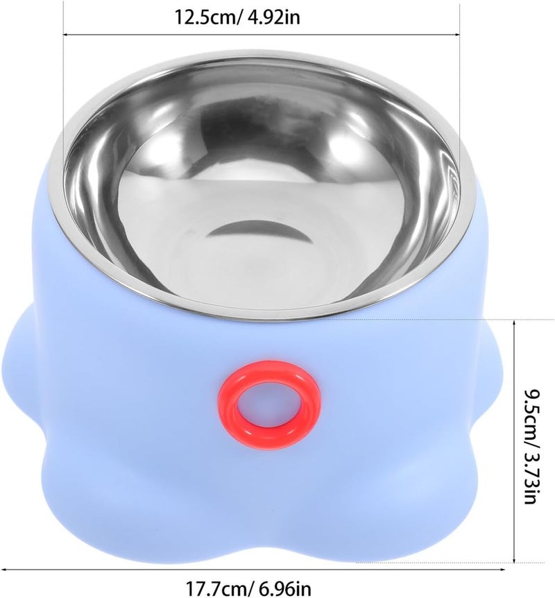 Non-Tipping Stainless Steel Cat Bowl Blue with Spill-Resistant Design Pet Feeding Dish for Home Use Puppy Supplies - Image 2