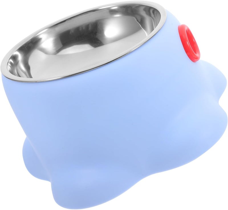 Non-Tipping Stainless Steel Cat Bowl Blue with Spill-Resistant Design Pet Feeding Dish for Home Use Puppy Supplies - Image 1