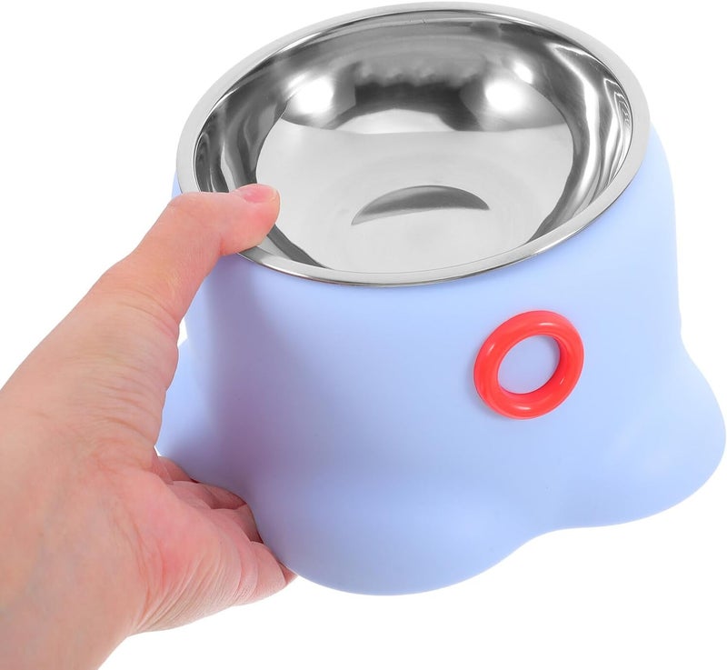 Non-Tipping Stainless Steel Cat Bowl Blue with Spill-Resistant Design Pet Feeding Dish for Home Use Puppy Supplies - Image 4