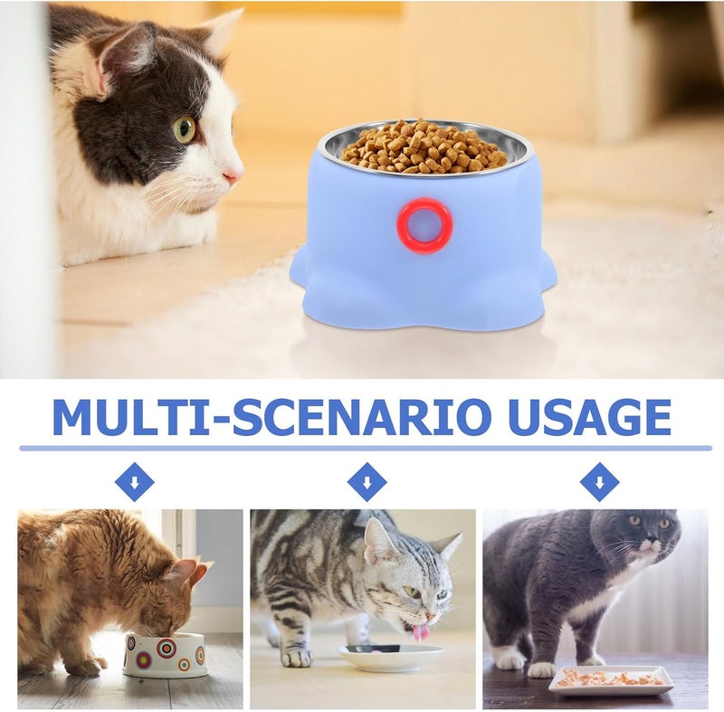 Non-Tipping Stainless Steel Cat Bowl Blue with Spill-Resistant Design Pet Feeding Dish for Home Use Puppy Supplies - Image 3