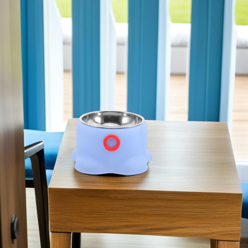 Non-Tipping Stainless Steel Cat Bowl Blue with Spill-Resistant Design Pet Feeding Dish for Home Use Puppy Supplies - Image 5