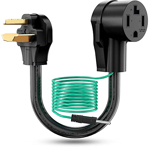 CircleCord Dryer Adapter 4 Prong to 3 Prong, 4P Newer to 3P Older House, Convert Cord NEMA 10-30P Plug to 14-30R Receptacle, 10 AWG STW 1.5FT With Safety Ground Wire, ETL Listed - Image 1