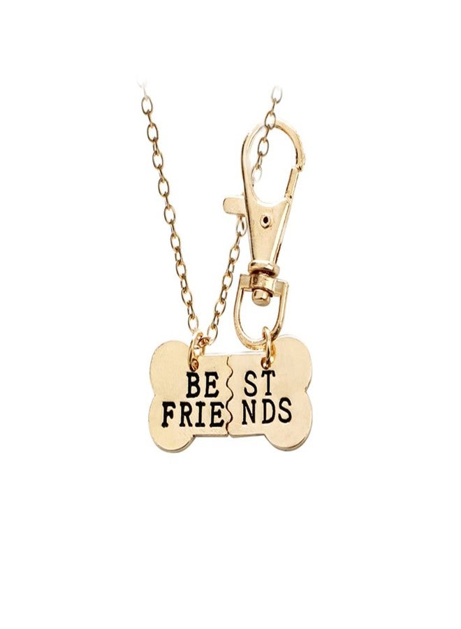 Guqqeuc 2pcs BFF Friendship Gifts: Gold Matching Pendant Necklace & Dog Bone Keychain for Dog Owner, Christmas & Birthday Gifts - Image 1