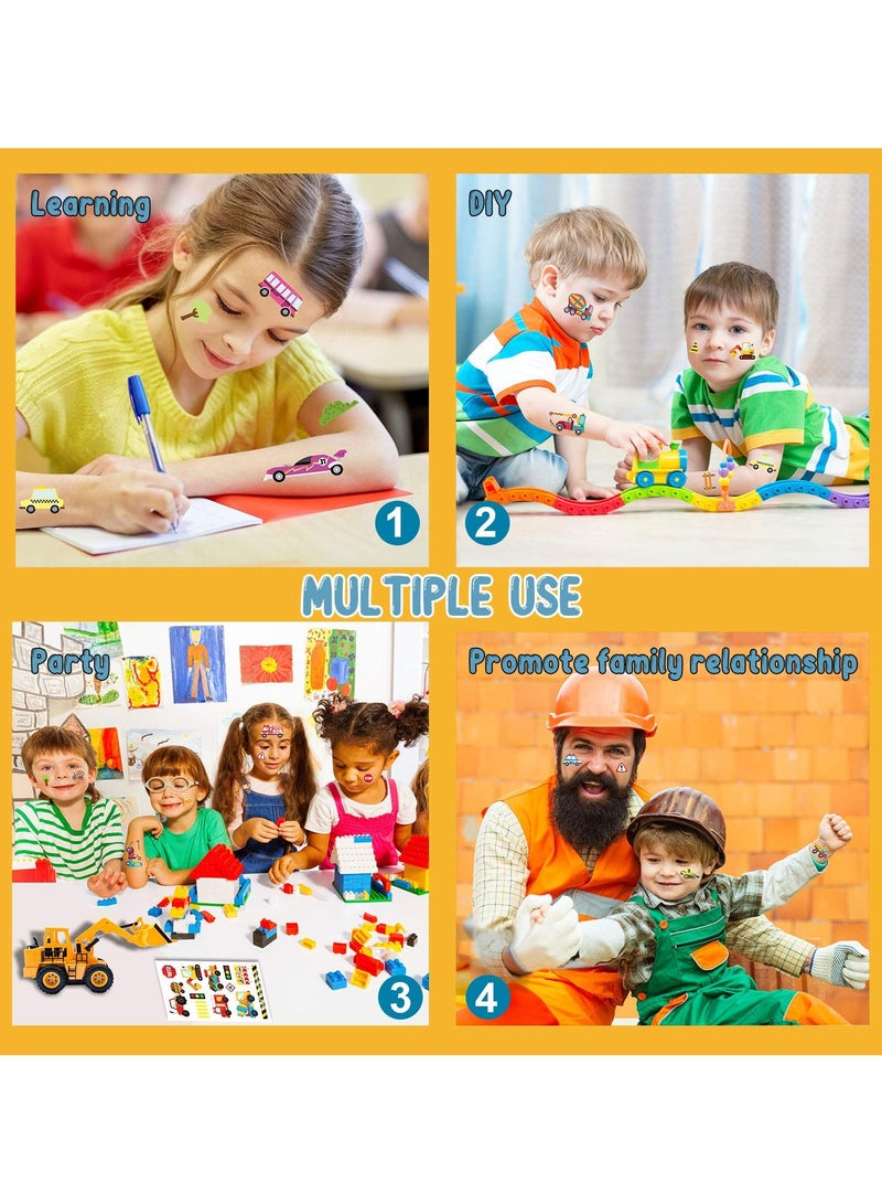 قوس قزح أورينبو 12 ورقة 110 أنماط سيارات وشاحنات ملصقات الوشم المؤقت جرار البناء لوازم حفلات أعياد الميلاد ديكورات الشاحنات ملصقات الوشم المزيف للأطفال الصغار الأولاد والبنات - Image 4