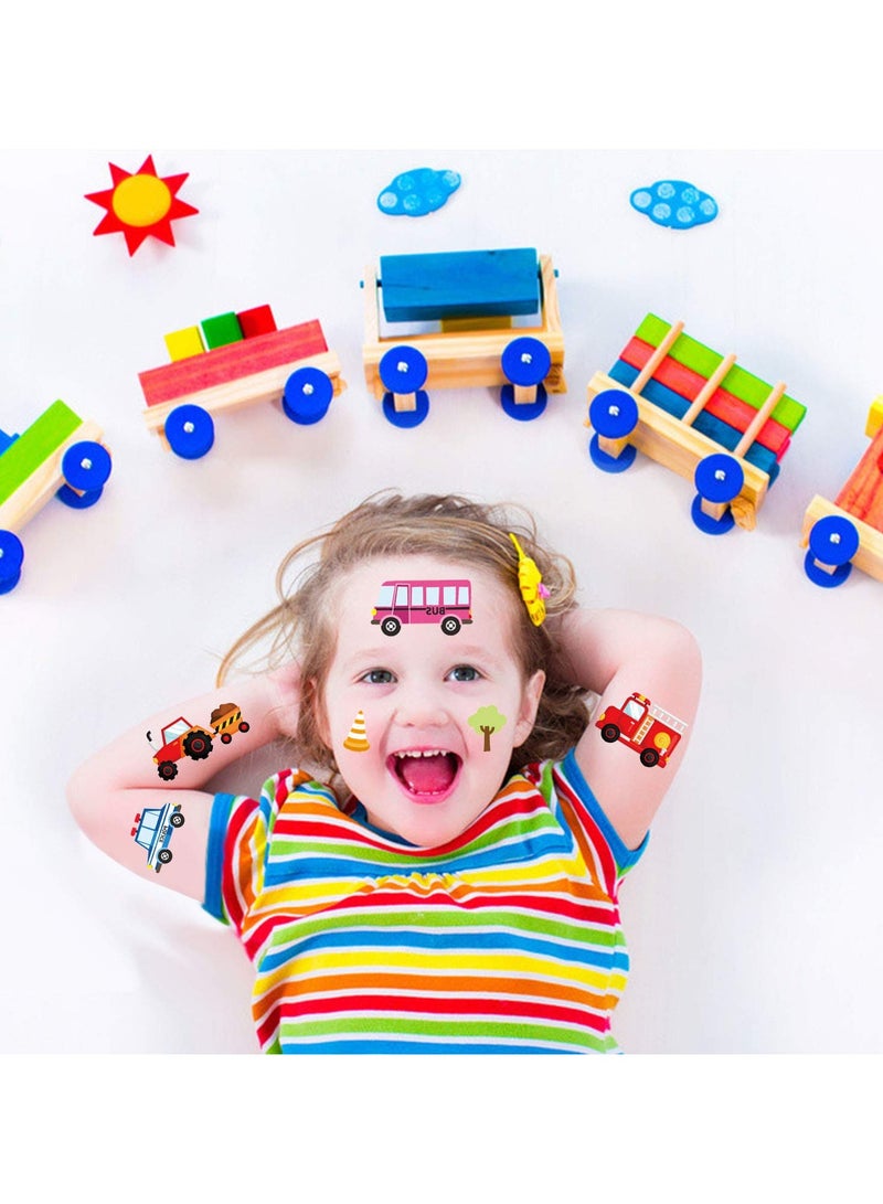 قوس قزح أورينبو 12 ورقة 110 أنماط سيارات وشاحنات ملصقات الوشم المؤقت جرار البناء لوازم حفلات أعياد الميلاد ديكورات الشاحنات ملصقات الوشم المزيف للأطفال الصغار الأولاد والبنات - Image 5