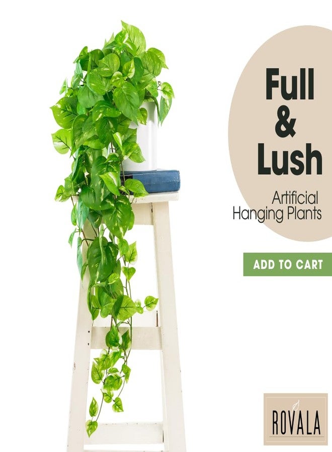 MY ROVALA Silk Plants for Home Decor Indoor in Pot Realistic Artificial Plants Fake Hanging Plants Faux Plants Indoor Fake Potted Plants Fake Plants for Shelves Bathroom Plants, Fake Pothos (Light Green) - Image 2