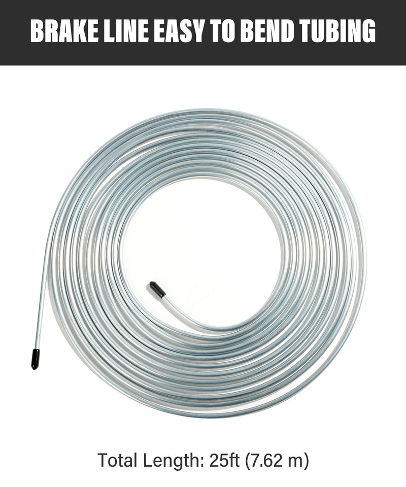 SUJADE YAKEFLY 25 Ft. 3/16 Copper Nickel Brake Line,Rustproof Brake Line Tubing Kit,Flexible Copper Coated Brake Line Tubing Coil with 16 Inverted Flare Fittings for Hydraulic Fuel Transmission (Silver) - Image 4