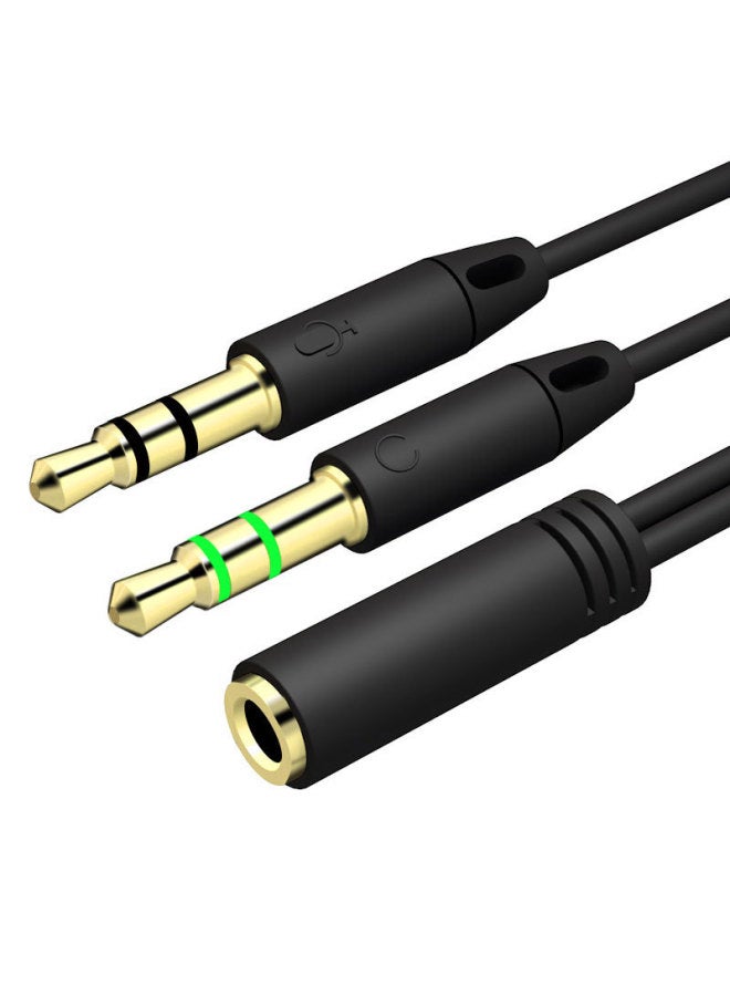 Mobile Phone Microphone One Minute Two Audio Adapter Cable Headset Conversion Computer Headset 3.5 Two-in-one Splitter-Color:Black  - Image 1