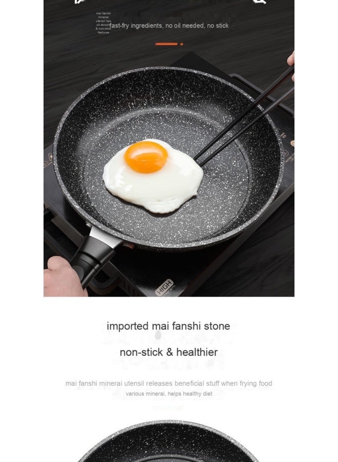 NeeMee Non-stick stone frying pan, home-use flat-bottom pan, compatible with all stoves, pancake pan, potsticker pan, flat pan - Image 2