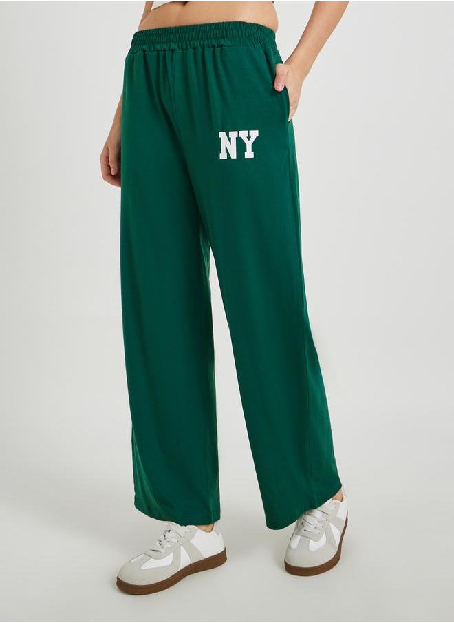 Take Two Take Two Women Green Typography Print Loose Fit Joggers  - Image 2