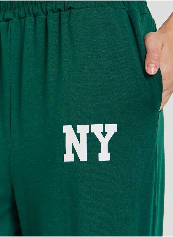 Take Two Take Two Women Green Typography Print Loose Fit Joggers  - Image 3
