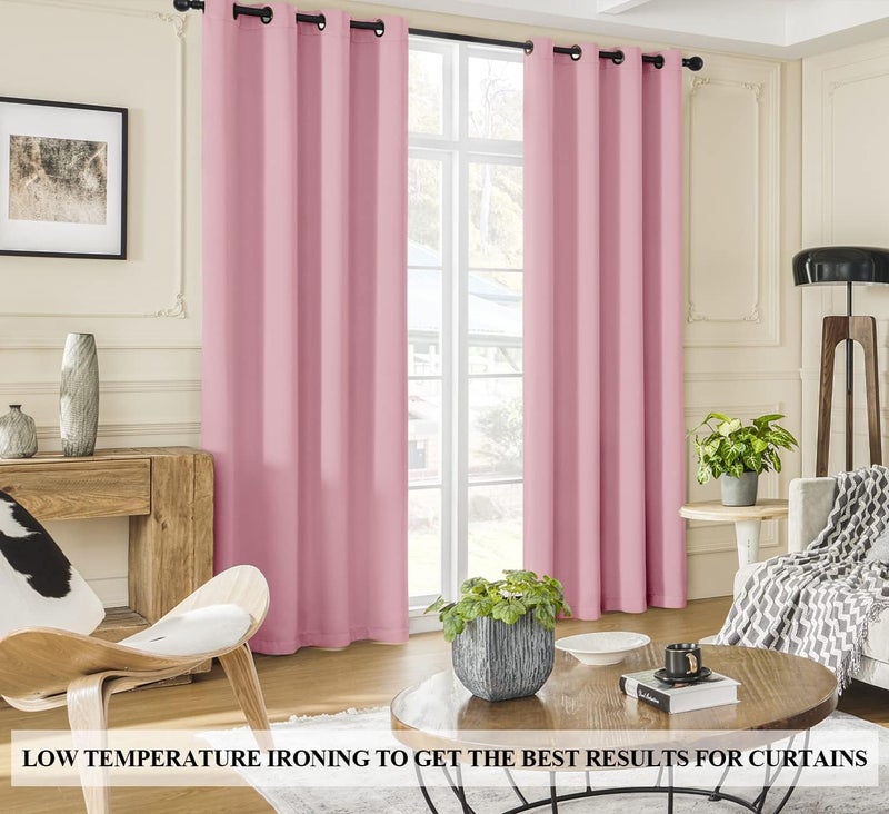 Rutterllow 100% Blackout Curtains, 96 Inches Long Full Blackout Drapes for Bedroom/Kids Room, Thermal Insulated Living Room Window Treatment Drapes (Set of 2 Panels, Pink, 52x96 inch) - Image 3