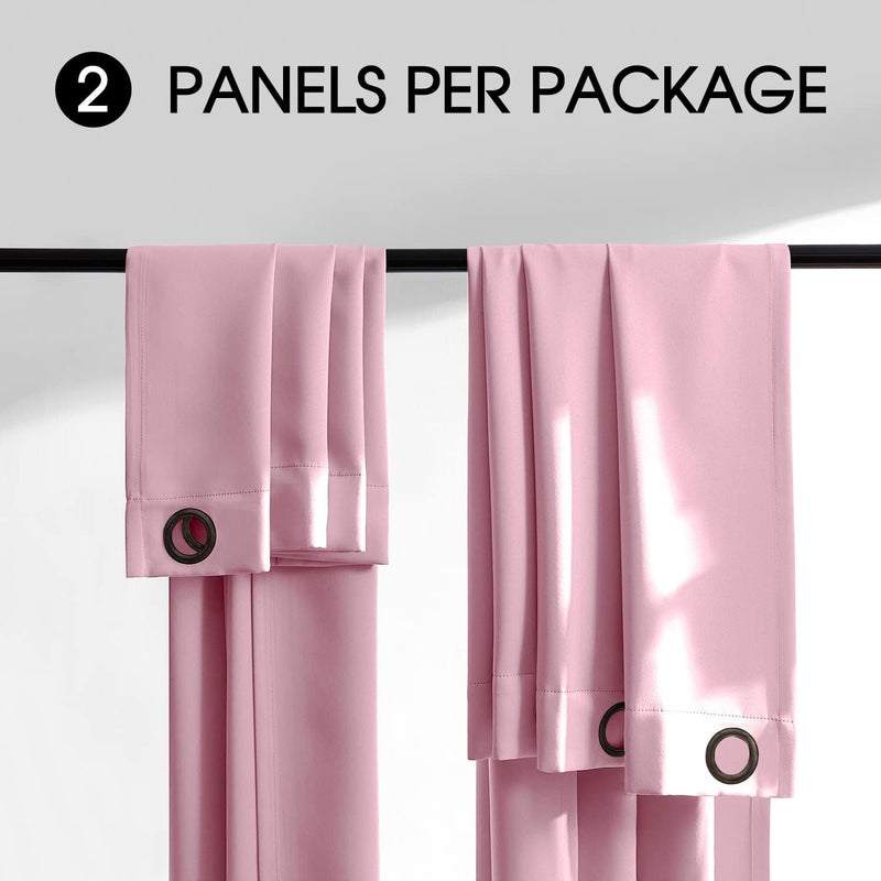 Rutterllow 100% Blackout Curtains, 96 Inches Long Full Blackout Drapes for Bedroom/Kids Room, Thermal Insulated Living Room Window Treatment Drapes (Set of 2 Panels, Pink, 52x96 inch) - Image 5