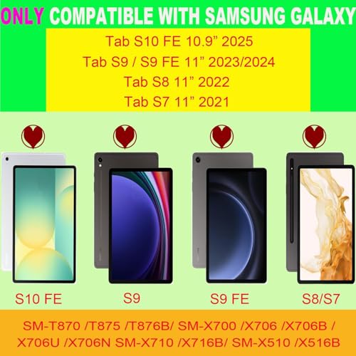 RTSY Kickstand Combo Keyboard case for Samsung Galaxy Tab S10 Lite, S10 FE, S9, S9 FE, S8, S7 (11/10.9 Inch) with 7-Color Backlit & Touchpad, Portrait & Horizontal Mode, Magnetic Detachable Keyboard - Image 4