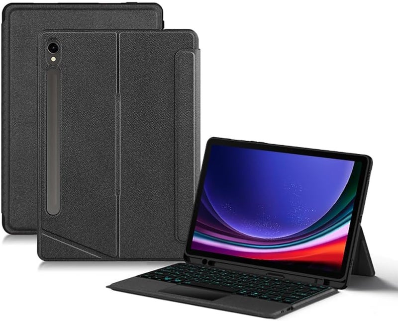 RTSY Kickstand Combo Keyboard case for Samsung Galaxy Tab S10 Lite, S10 FE, S9, S9 FE, S8, S7 (11/10.9 Inch) with 7-Color Backlit & Touchpad, Portrait & Horizontal Mode, Magnetic Detachable Keyboard - Image 5