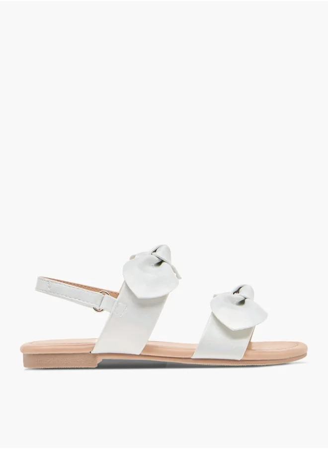 Flora Bella By Shoexpress Girls Bow Applique Sandals With Hook And Loop Closure