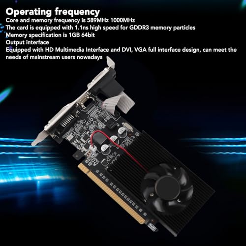 Naroote Low Gpu Computer Video Card Graphics CardGraphics Card 589MHz 1000MHz 2560x1600 Gaming Graphics Card for HD Multimedia Interface DVI VGA Interface GT210 1GD3 64BIT - Image 3