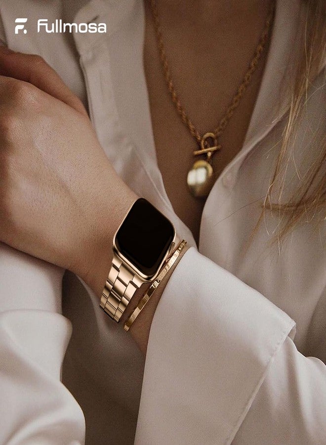 Fullmosa Compatible Metal Apple Watch Band 38mm 40mm 41mm, Upgraded Version Stainless Steel iWatch Strap with Case for iWatch Series 9/8/7/6/5/4/3/2/1/SE2/SE, Rose Gold - Image 4